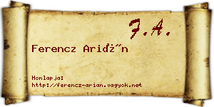 Ferencz Arián névjegykártya